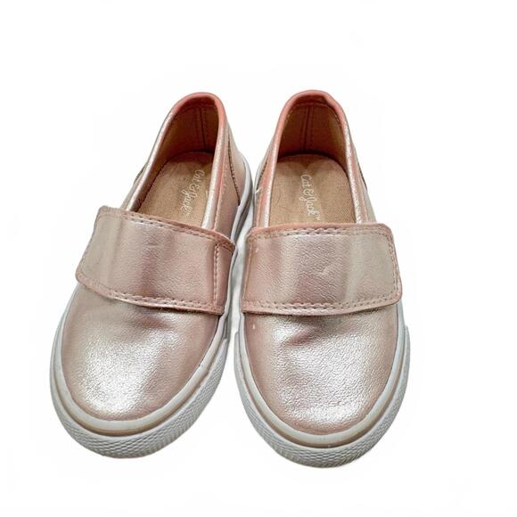 Cat & Jack Metallic Champagne Pink Velcro Slip-on Girls Shoes- Size 6 - Picture 1 of 6